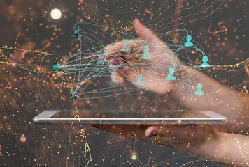 Global network. Blockchain. 3D illustration. Neural networks and artificial intelligence. Abstract