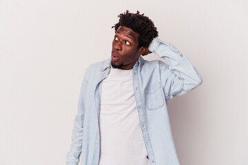 Young african american man isolated on white background  being shocked, she has remembered...