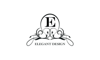 Stylish emblem for exquisite logos and monograms with the letter E in the center.