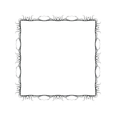 Abstract Black Simple Line Square With Leaf Leaves Frame Flowers Doodle Outline Element Vector Design Style Sketch Isolated Illustration For Wedding And Banner