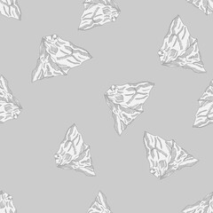 Mountain peak engraved seamless pattern. Vintage background rock landscape in hand drawn style.