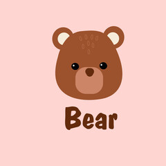animal vector. Forest animal illustration. card for children. we learn words. bear cute poster