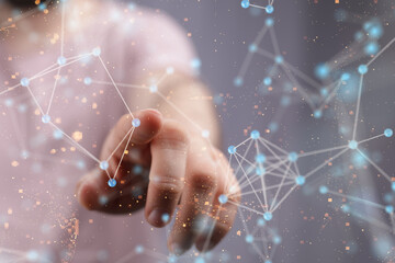 Neural network concept. Connected cells with links.