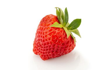 Ripe red strawberry isolated on white, clipping path included