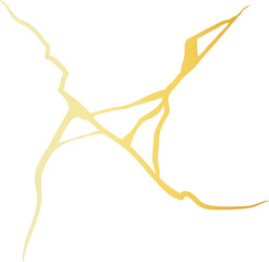 Golden Cracks Effect in Japanese Kintsugi Art Mosaic Style