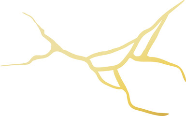 Golden Cracks Effect in Japanese Kintsugi Art Mosaic Style