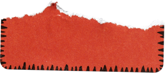 red paper sticker isolated with tears or snags and folds