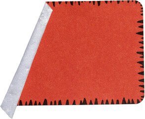 red paper sticker isolated with tears or snags and folds