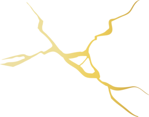 Golden Cracks Effect in Japanese Kintsugi Art Mosaic Style