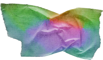 crumpled pieces of neon cloth sticker tape