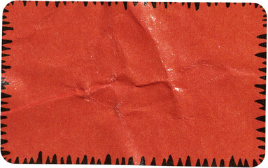 red paper sticker isolated with tears or snags and folds