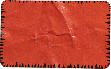 red paper sticker isolated with tears or snags and folds