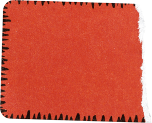 red paper sticker isolated with tears or snags and folds
