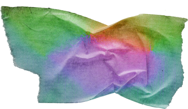 crumpled pieces of neon cloth sticker tape