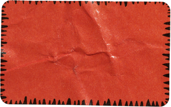 red paper sticker isolated with tears or snags and folds