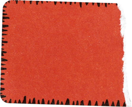 red paper sticker isolated with tears or snags and folds