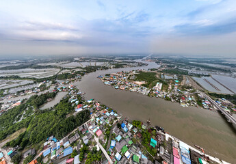 Aerial view of an estuary near Wat Pak Ao, Phetchaburi, Thailand