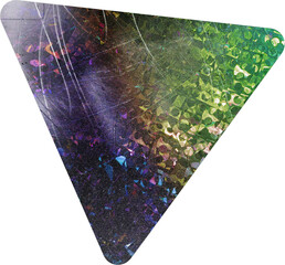 triangular shiny foil sticker with cool holographic color surface