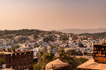 Jodhpur city view from Mehrangarh fort. Indian history and culture photographs.