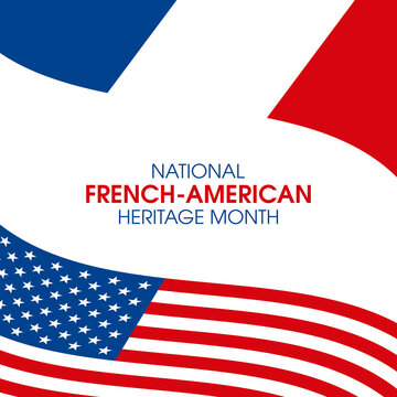 National French-American Heritage Month vector. Flag of France and Flag of the United States icon vector isolated on a white background. French american friendship design element