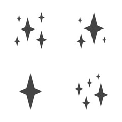 Set of stars sparkles, flat design