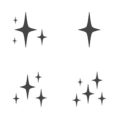 Set of stars sparkles, flat design