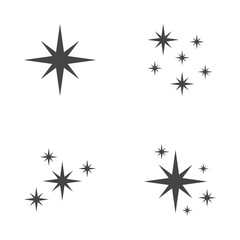 Set of stars sparkles, flat design