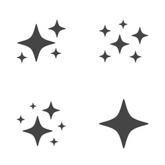 Set of stars sparkles, flat design