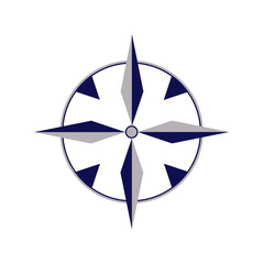 Illustration of compass rose on white background