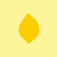 Cartoon Lemon Fruit Contour Isolated on Yellow Background, Simple Drawing. Fresh Lemon Silhouette in Flat Design Style. Outline Summer Fruit Icon.