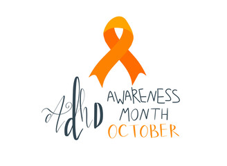 Adhd Attention deficit hyperactivity disorder Awareness Month October banner template with handwritten brush lettering