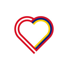 unity concept. heart ribbon icon of peru and venezuela flags. vector illustration isolated on black background