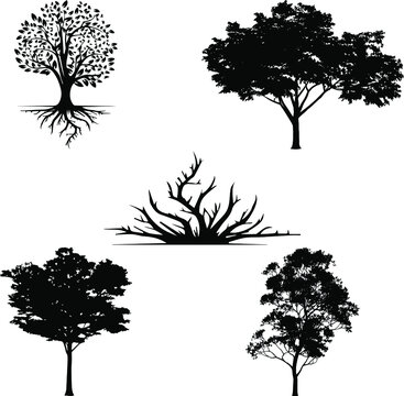 Collection set a illustrator vector of tree