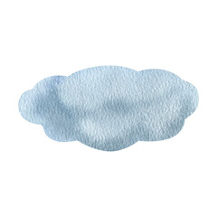 Blue cloud clipart. Hand drawn watercolor illustration
