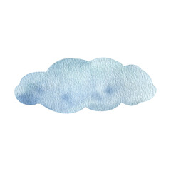 Blue cloud clipart. Hand drawn watercolor illustration