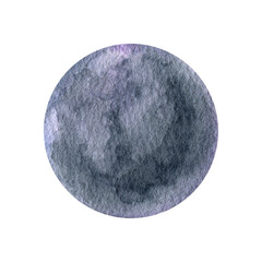 Gray moon clipart. Hand drawn watercolor illustration
