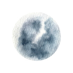 Gray moon clipart. Hand drawn watercolor illustration