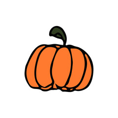 Pumpkin icon. Doodle vector illustration with pumpkin