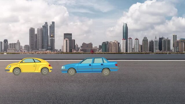 Flat 3d isometric High Quality City Transport Car Set Animation Video | Mini and Sport Cars Video | Yellow Car Video, Blur Car Video in City, Red Car Video | Transport Car Video | Van, Truck, off-Road