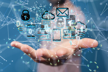 data Internet infrastructure concept. Abstract technology background. 3D rendering.