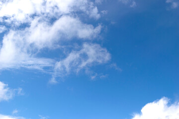 beautiful blue sky background with tiny clouds