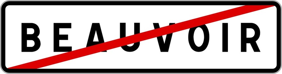 Panneau sortie ville agglomération Beauvoir / Town exit sign Beauvoir