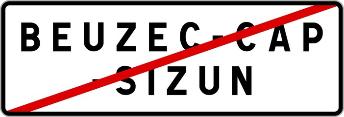 Panneau sortie ville agglomération Beuzec-Cap-Sizun / Town exit sign Beuzec-Cap-Sizun