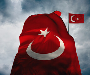 turkey flag, turkish state and waving flag
