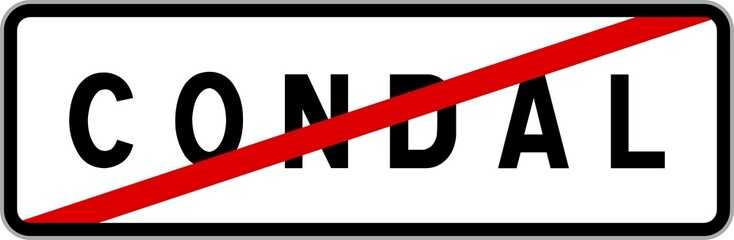 Panneau sortie ville agglomération Condal / Town exit sign Condal