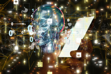 digital medical futuristic interface 3D rendering