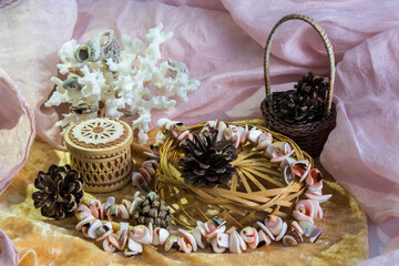 Still life with pine cones