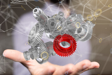 gear Futuristic in Industry 4.0 and business virtual diagram