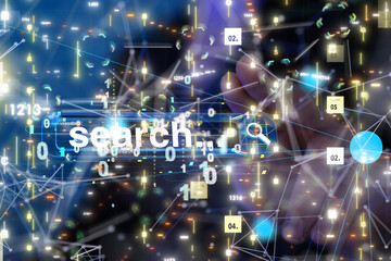 Obraz na płótnie Canvas online search bar engine touch digital 3d