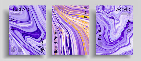 Abstract vector banner, texture pack of fluid art covers. Artistic background that applicable for design cover, poster, brochure and etc. Colorful unusual creative surface template.